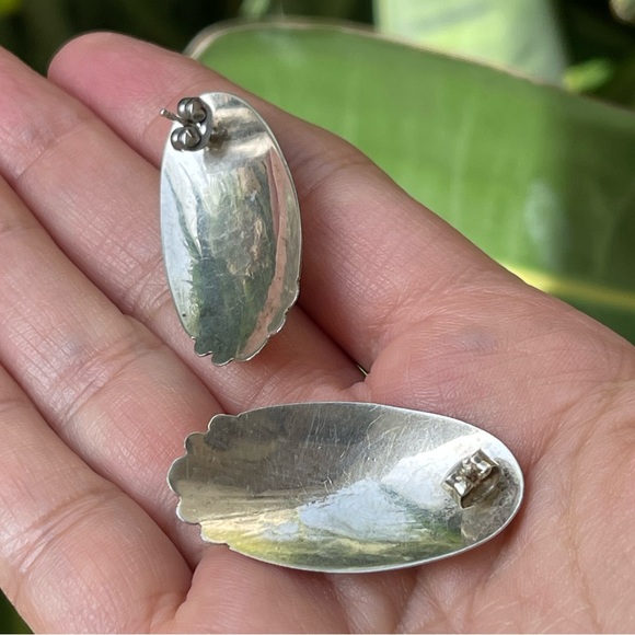 Native American Arizona turquoise sterling silver earrings - Picture 4 of 7